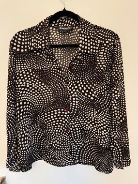 Vintage Brown Abstract Polka Dot Blouse